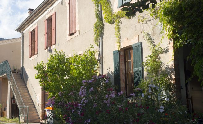 Facade of a old building. Medieval Street in Provence Alpes.