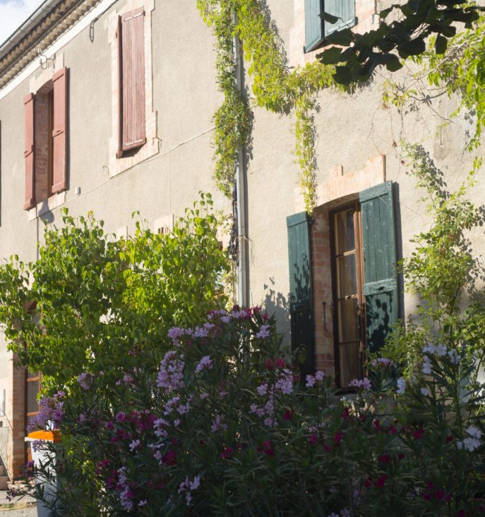 Facade of a old building. Medieval Street in Provence Alpes.